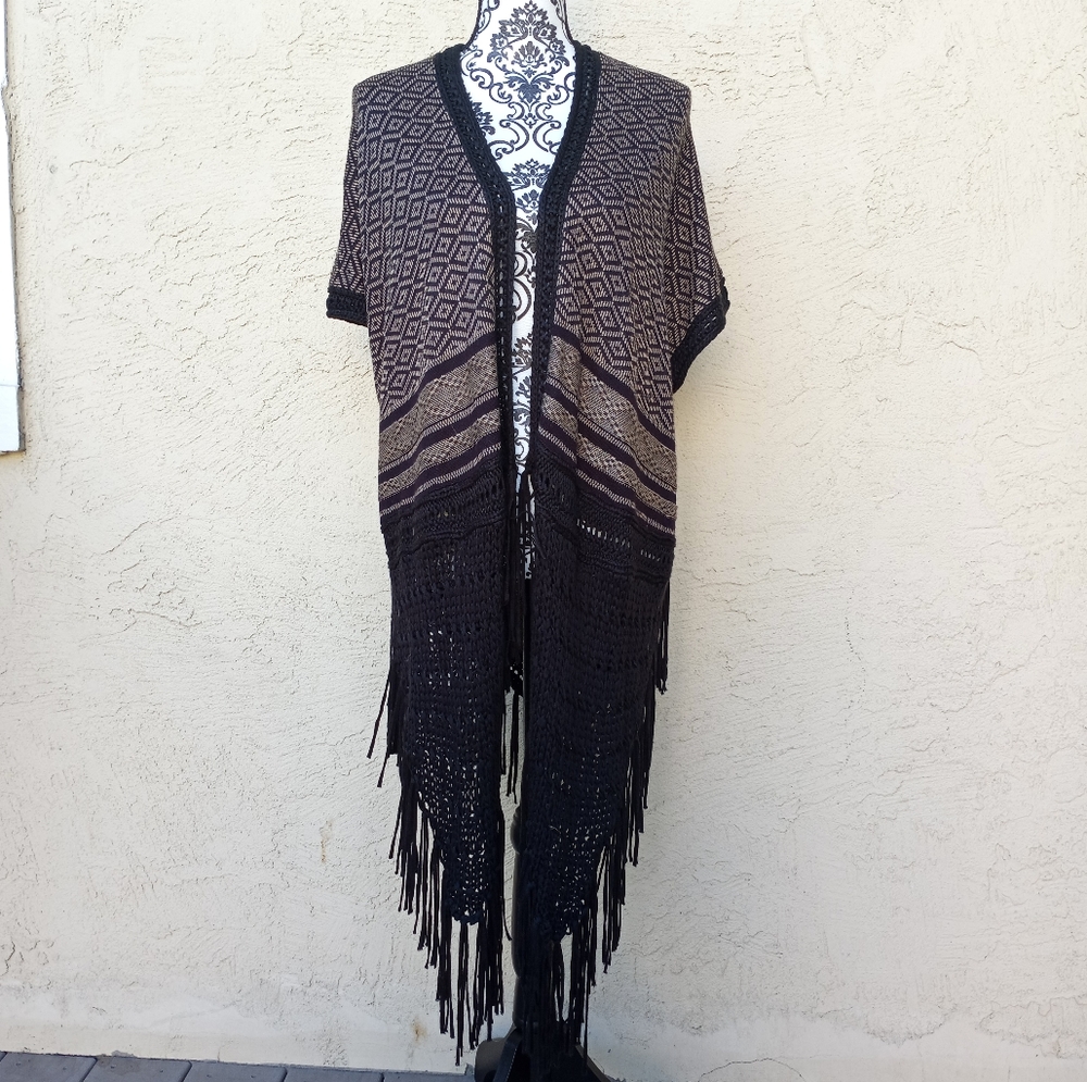 💜3/$13 Open front fringe cardigan